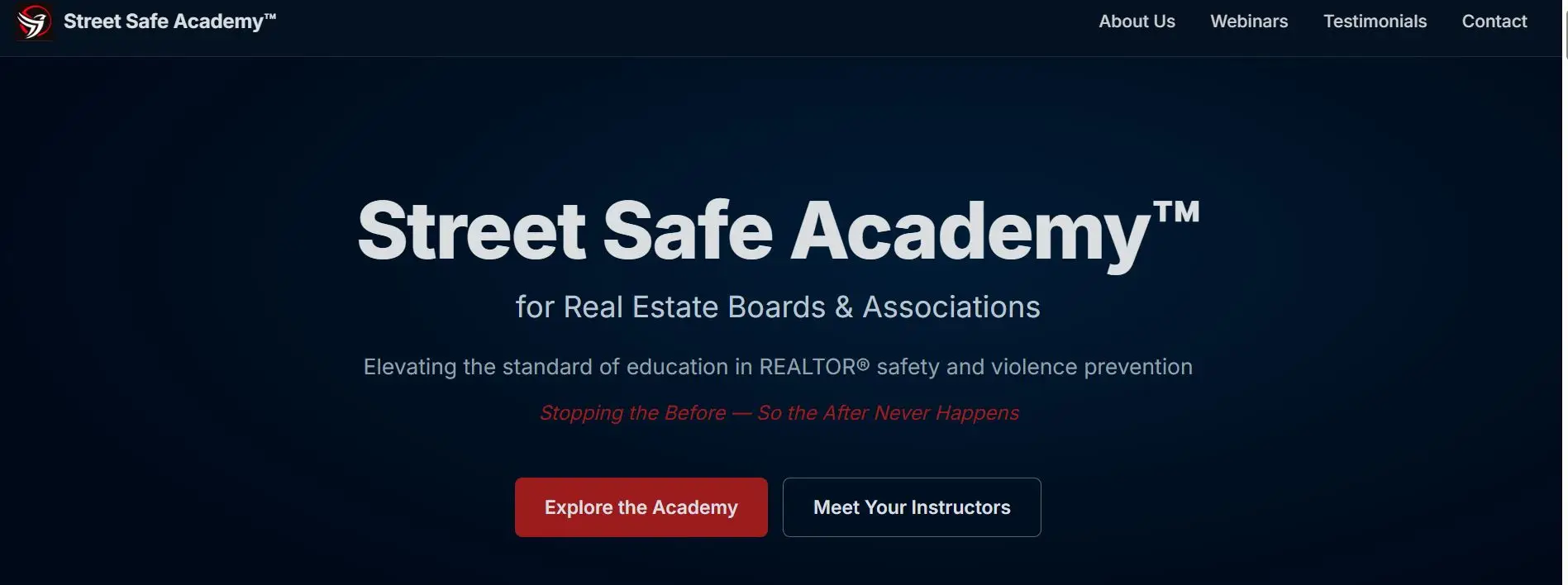 Street Safe Academy graphic promoting REALTOR® safety education, violence prevention training, and behavioural intelligence for real estate professionals