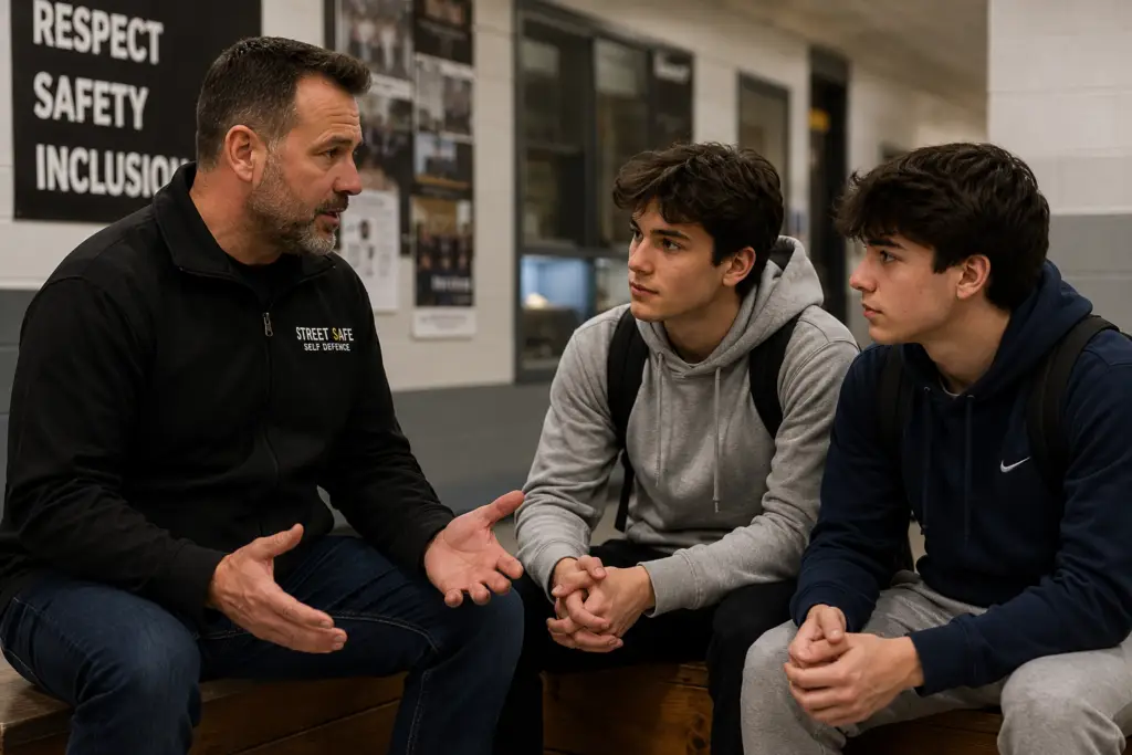 Young men relationship safety education with Rob Andress