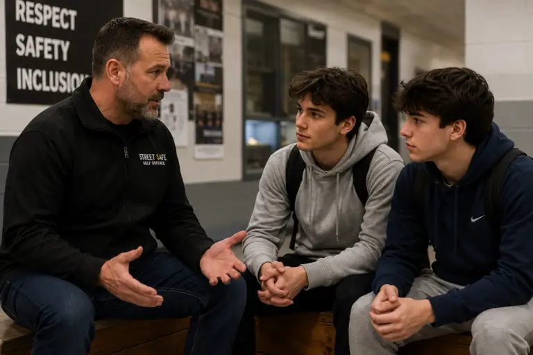 Young men relationship safety education with Rob Andress