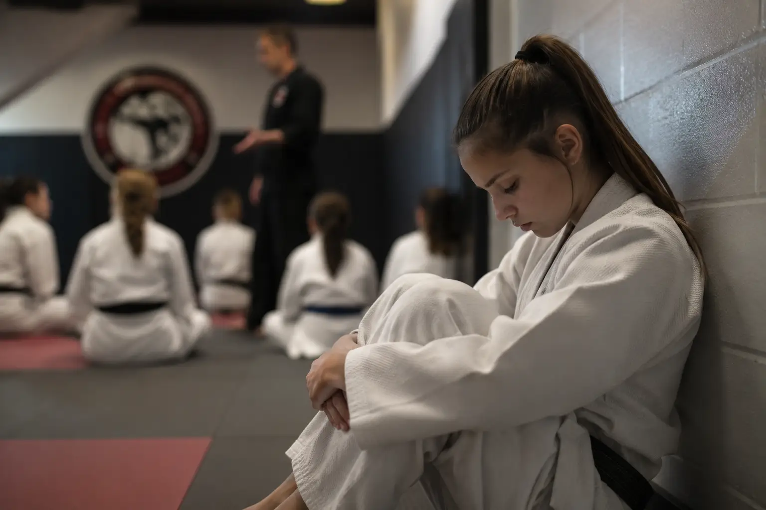 Infographic representing awareness and prevention of sexual assault risks in martial arts training environments