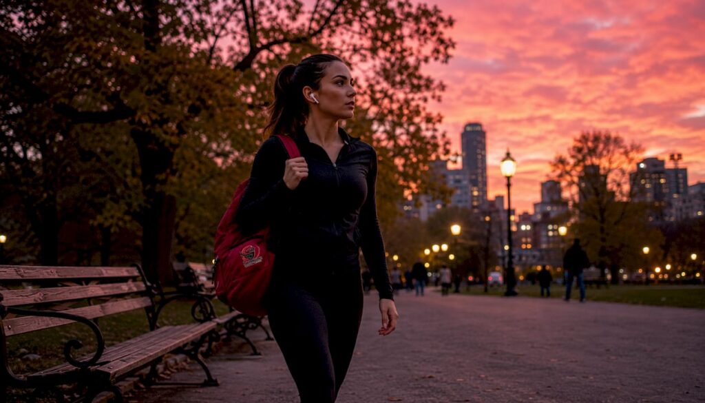 Women practicing situational awareness while walking on a sidewalk