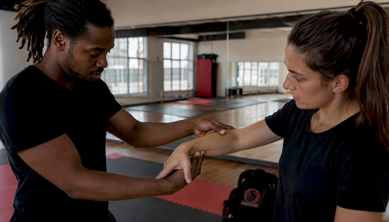 Hands demonstrating wrist release self defence