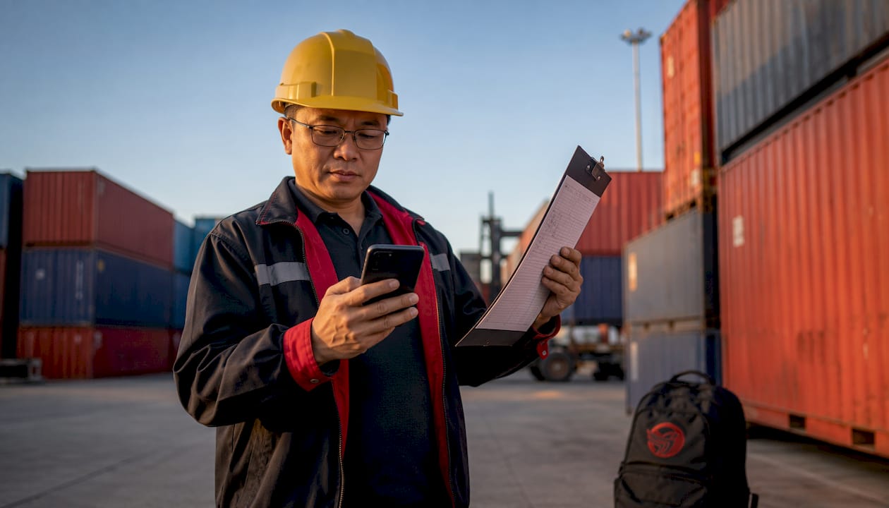 Supervisor using mobile hazard checklist