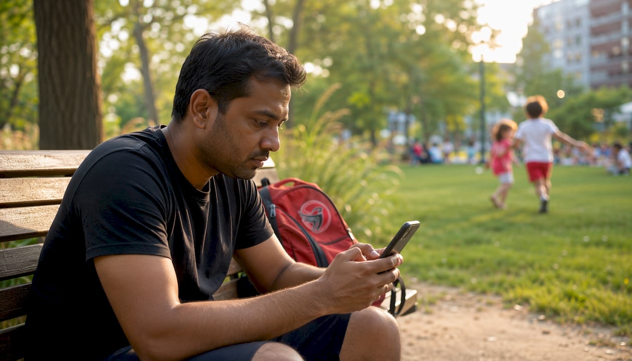 Person managing digital safety settings at home