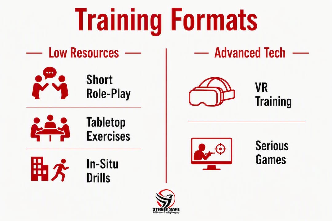 Infographic comparing scenario-based training formats