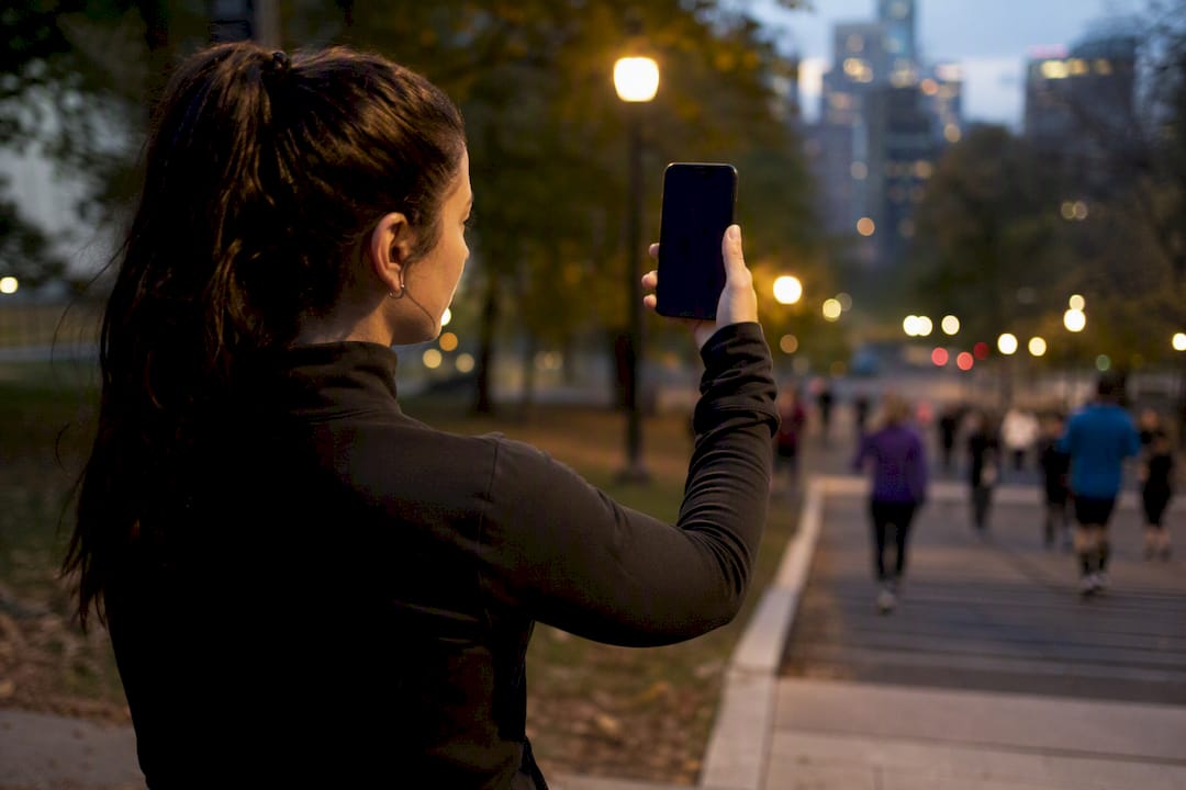 Person holding phone checking location