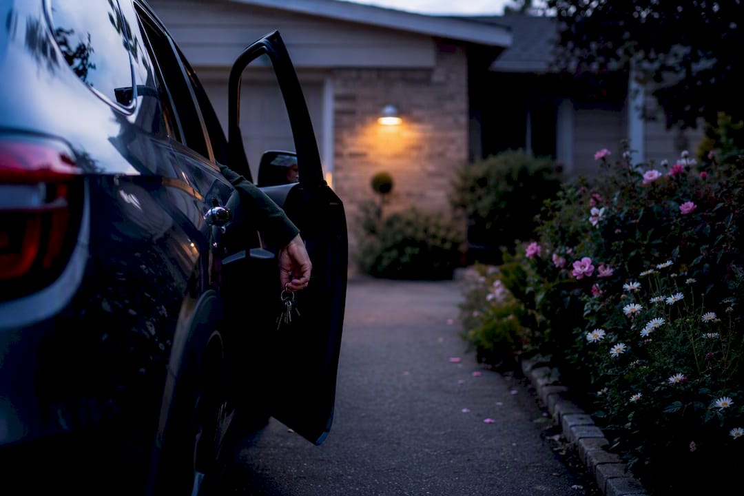 Car parked facing driveway exit for easy departure
