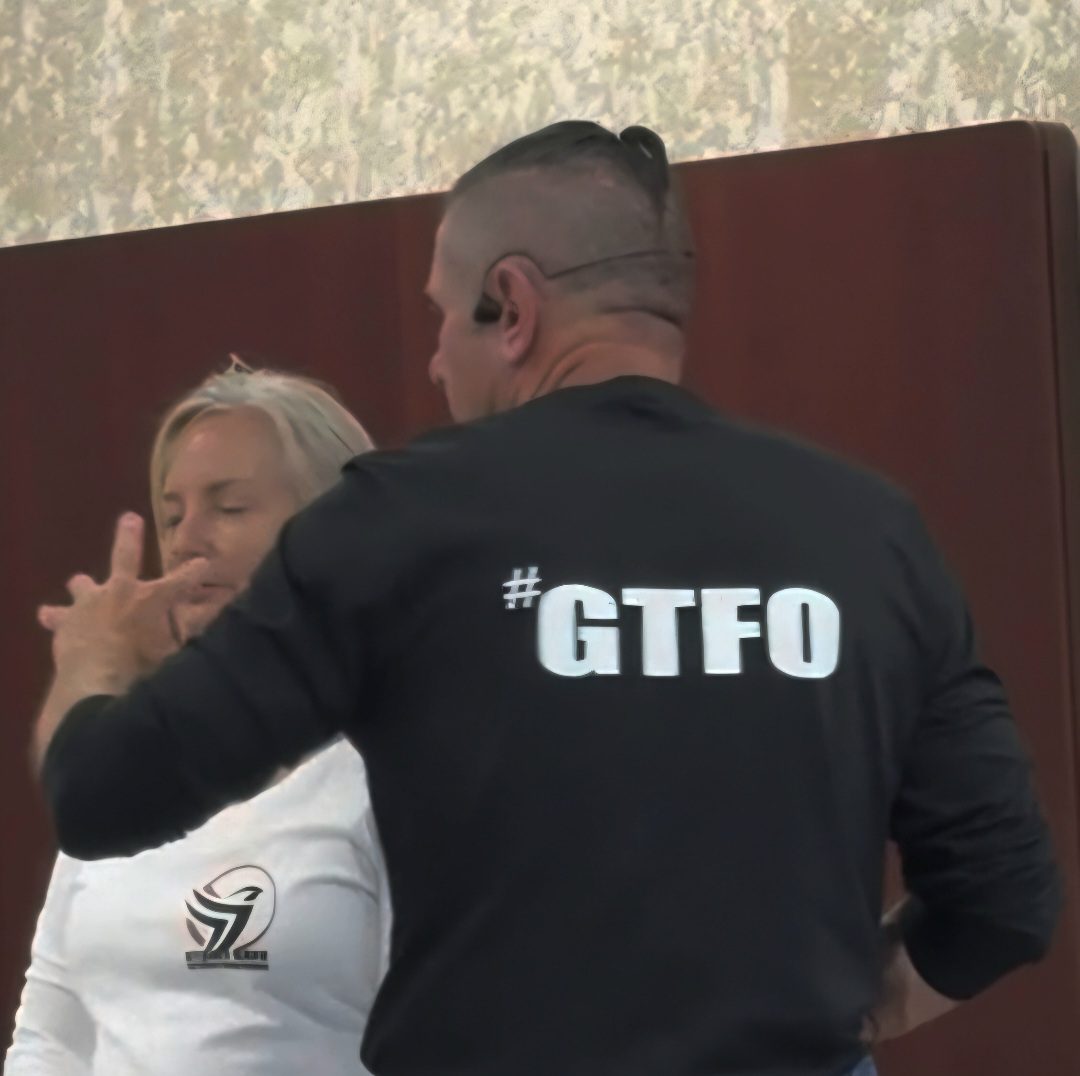 Rob and Beth Andress instrcting participants during Street Safe Self Defence training