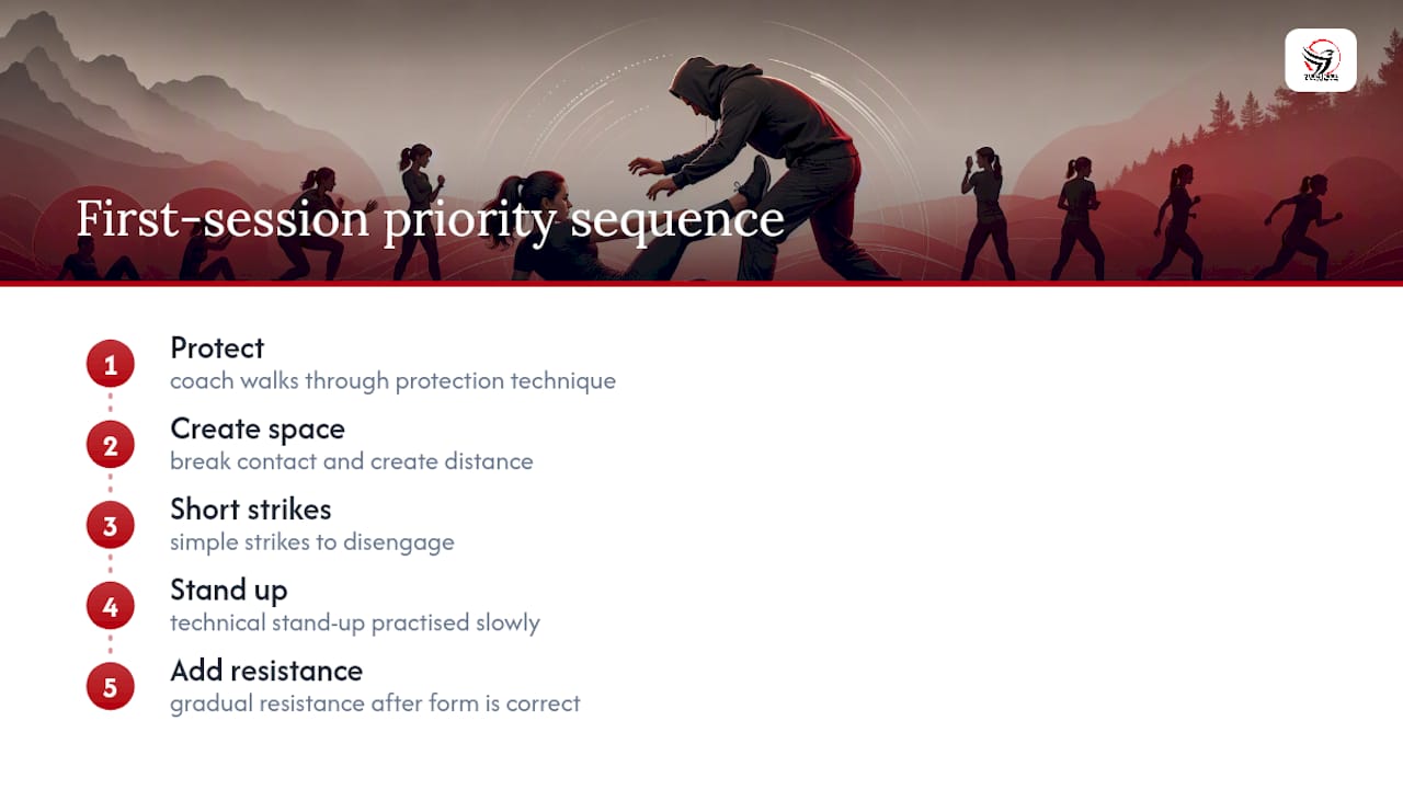 How to book practical ground-survival training with a self-defence training provider — overview diagram
